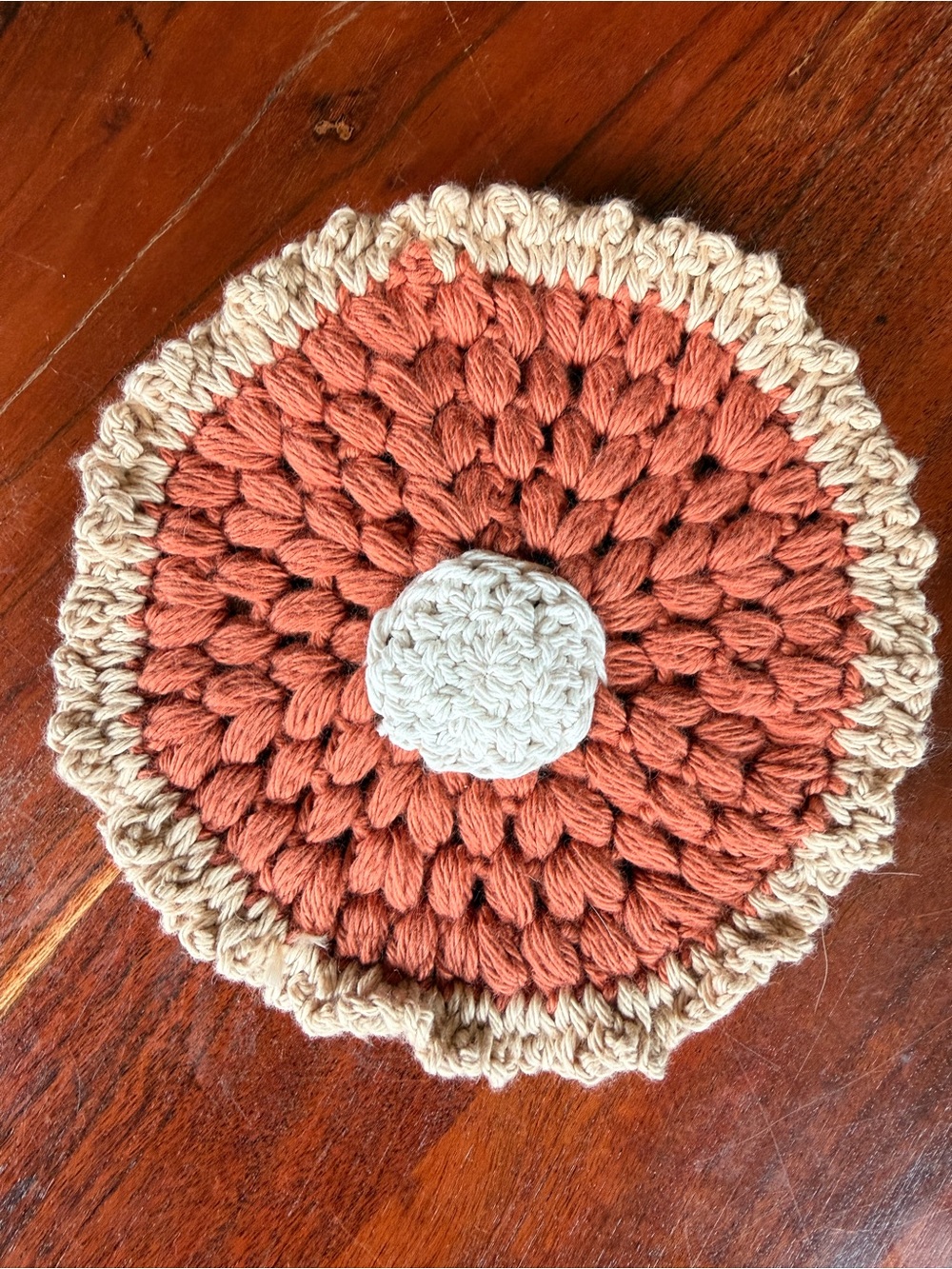 Handmade Pumpkin Pie Crochet Round Hot Pad/Trivet